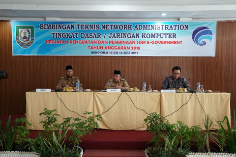 Sekretaris Daerah Provinsi Bengkulu Nopian Andusti saat membuka Bimbingan Teknis (Bimtek) Network Administration Tingkat Dasar 