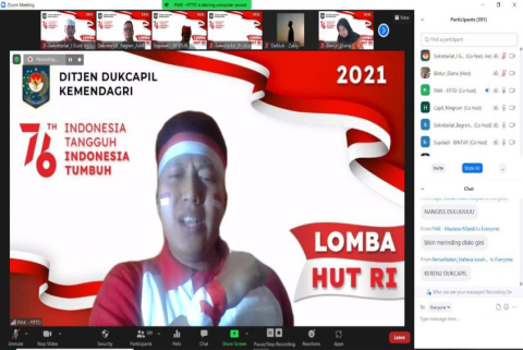 acara Hari I Perlombaan-Perlombaan dalam Rangka HUT RI ke-76 di lingkup Ditjen Dukcapil Kemendagri, yang dilaksanakan secara virtual
