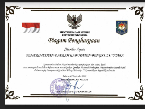 Pemkab BU Raih Penghargaan Dari Kemendagri