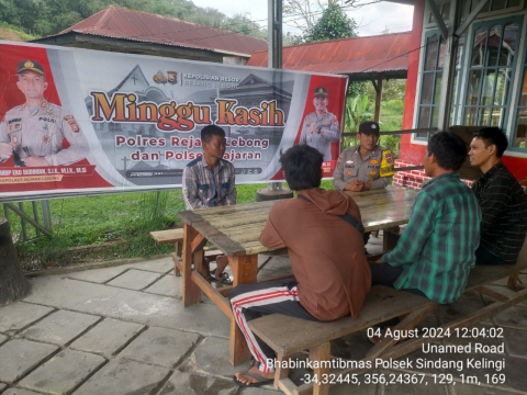 Polsek Sindang Kelingi Gelar Minggu Kasih Sampaikan Imbauan Terkait Harkamtibmas kepada Warga 