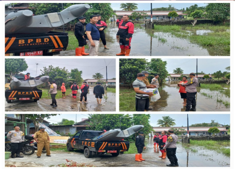 Polsek Ratu Agung Laksanakan Monitoring Bencana Banjir di Wilayah Kecamatan Ratu Agung