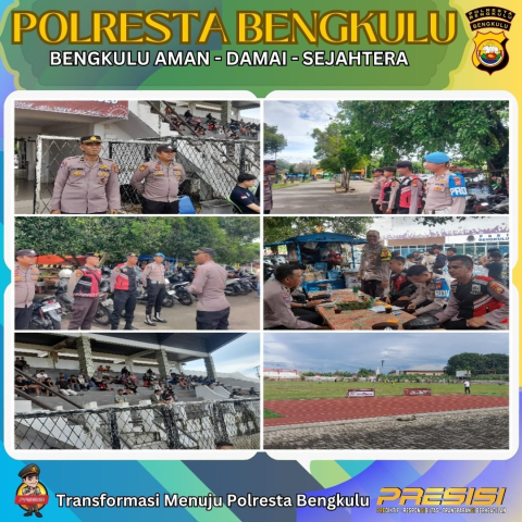 Polsek Ratu Agung Kawal Pengamanan Liga 4 Indonesia Zona Bengkulu di Stadion Sawah Lebar