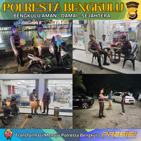 Polresta Bengkulu Gelar Patroli Malam, Berikan Himbauan dan Jamin Keamanan Warga