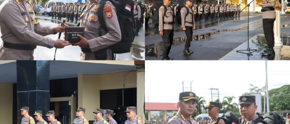 Kapolresta Bengkulu Pimpin Apel Pergeseran Pasukan Polresta Bengkulu serta Pengecekan Kesiapan dan Pembagian Logistik PAM TPS